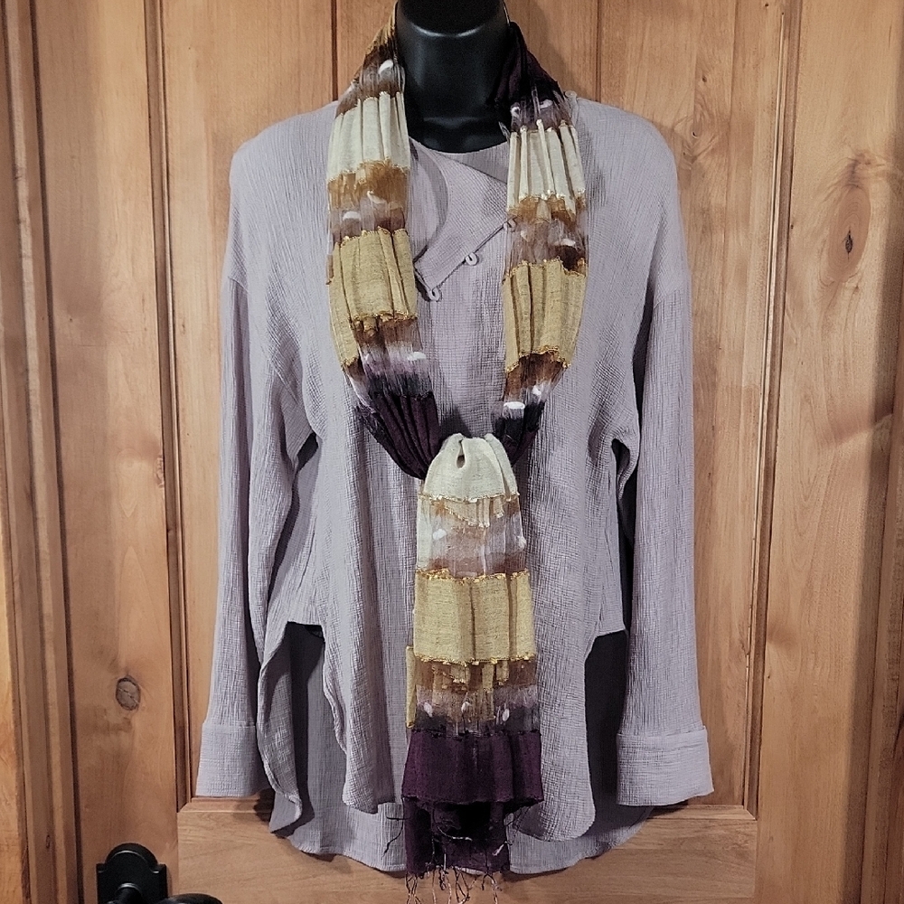 Zara Creamy Lavender Textured Tunic Top